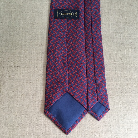 Lester Horsebit Pattern Silk Tie - Picture 4 of 6